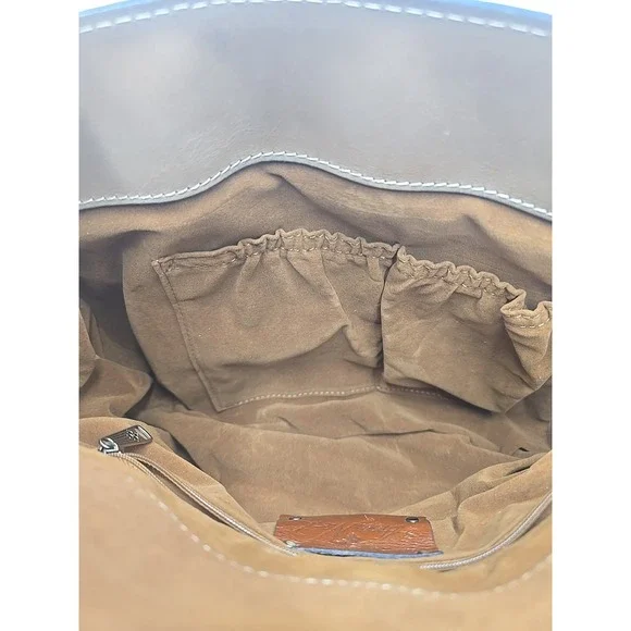 Patricia Nash Vienna Suede Satchel‎ Italian Leather Heritage Biscuit Hand Bag - Picture 10 of 15